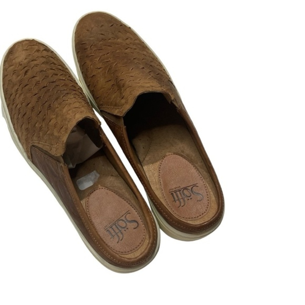 Sofft Brown Textured Leather Slip On Mule Sneakers Backless Platform Mules Sz9.5 - Picture 8 of 10